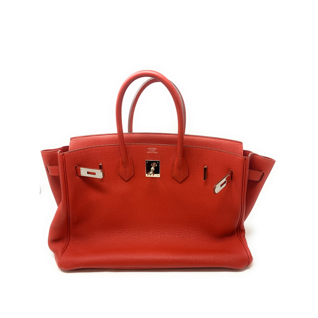 エルメス バーキン 35 ルージュピヴォワンヌ/シルバー金具 ヴォースイフト 刻印 HERMES Birkin ハンドバッグ