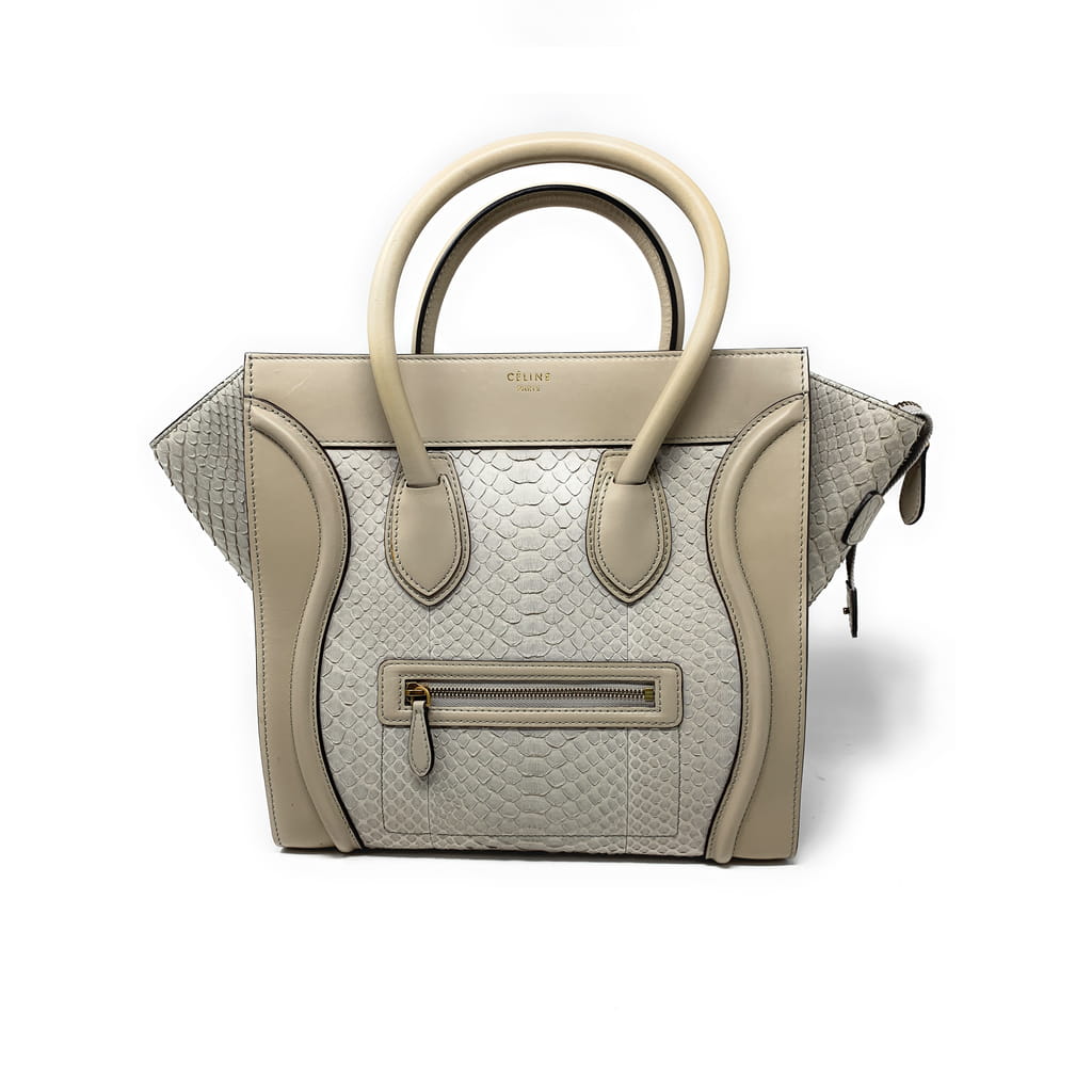 CELINE セリーヌ グレー パイソン ハンドバッグ