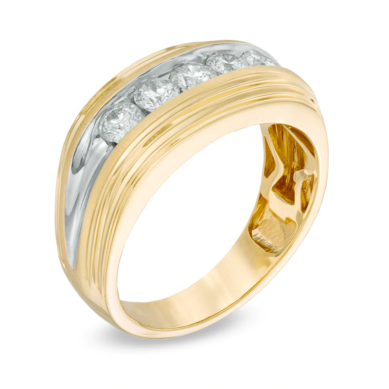 メンズ 1 カラット T.W.  14Kゴールドのダイヤモンド結婚指輪
