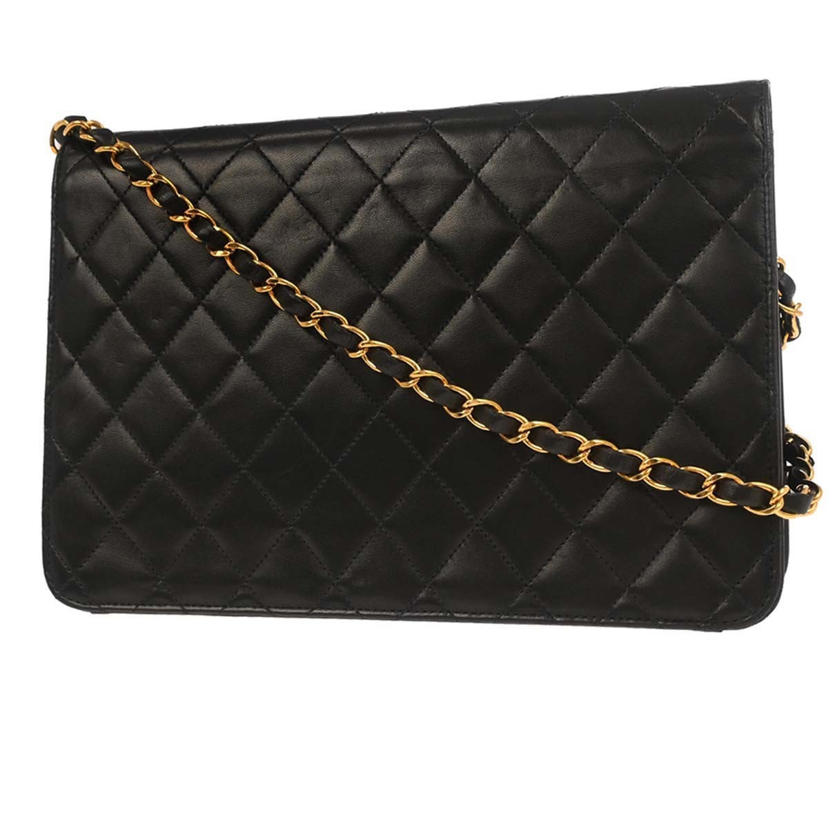 CHANEL シャネル フラップ ショルダーバッグ ラージ ラムスキン マトラッセ ブラック ゴールド金具