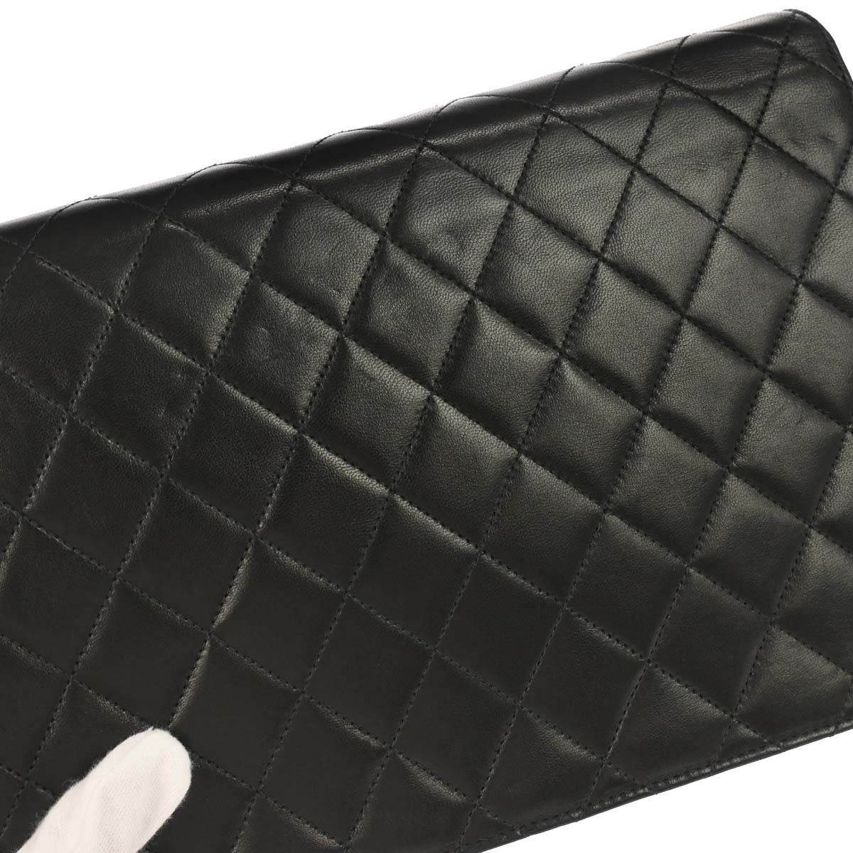 CHANEL シャネル フラップ ショルダーバッグ ラージ ラムスキン マトラッセ ブラック ゴールド金具