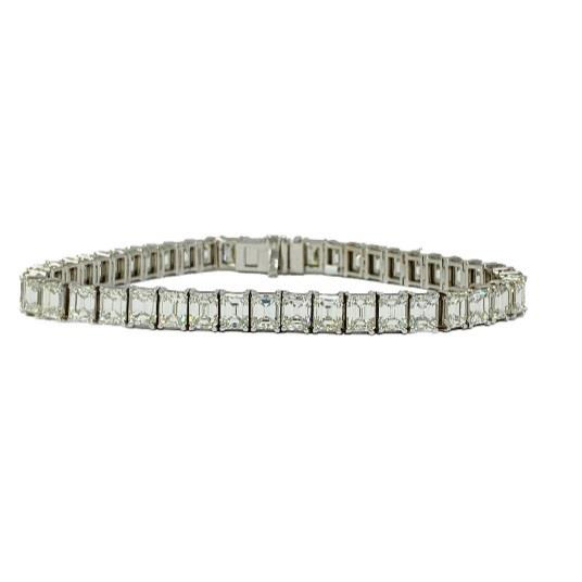 18K ホワイト ゴールド 18.19 カラットダイヤモンド テニス ブレスレット