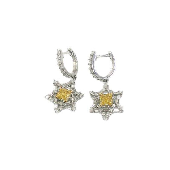 18Kホワイトゴールド ダビデの星 ダイヤモンド ピアス