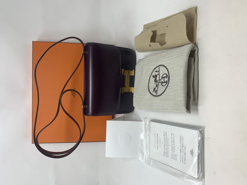 エルメス コンスタンス Mini パープル系/ゴールド金具 スイフトレザー C 刻印 HERMES Constance ハンドバッグ