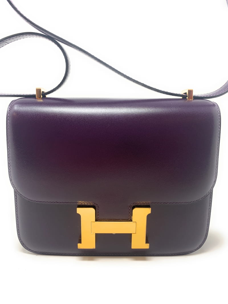 エルメス コンスタンス Mini パープル系/ゴールド金具 スイフトレザー C 刻印 HERMES Constance ハンドバッグ