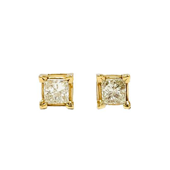 0.78 カラットのプリンセスカット V プロング ダイヤモンド ピアス