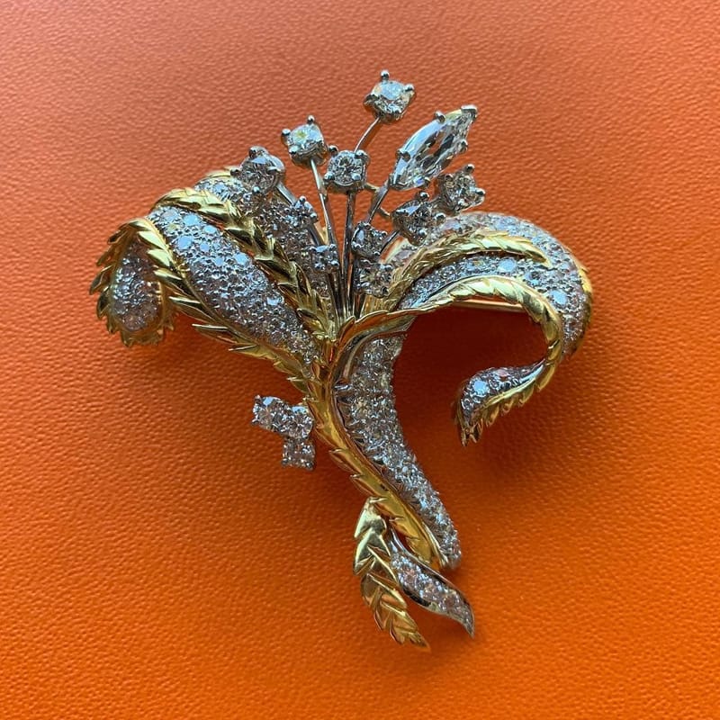 18K ゴールド フローラル ブローチ