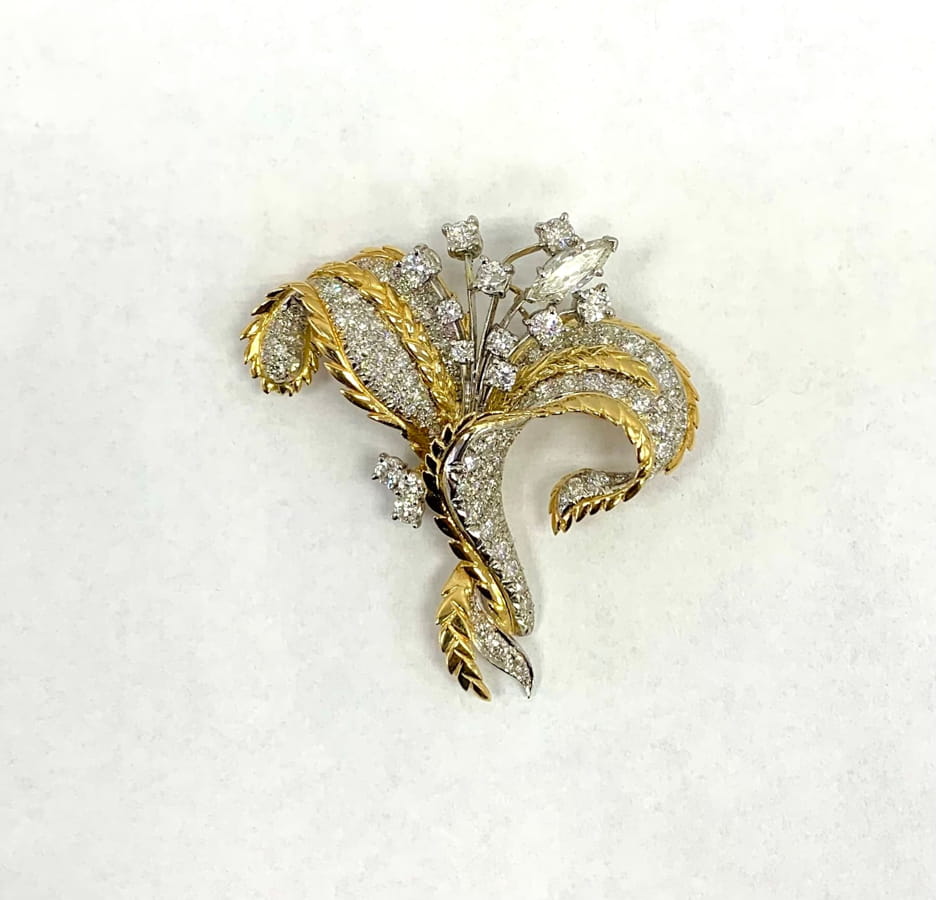 18K ゴールド フローラル ブローチ