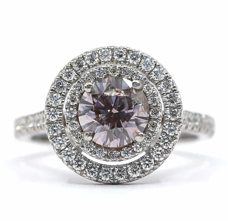 1.1 カラットファンシーブラウンピンク ラウンドダイヤモンド リング