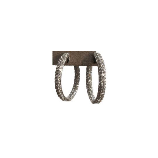 5.27 CTW 18K ホワイトダイヤモンド フープ ピアス