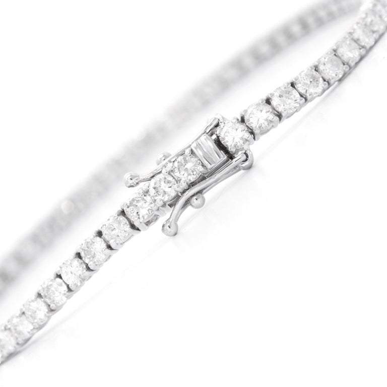 14K ホワイト ゴールド ダイヤモンド テニス ブレスレット、13.22 カラットのダイヤモンド