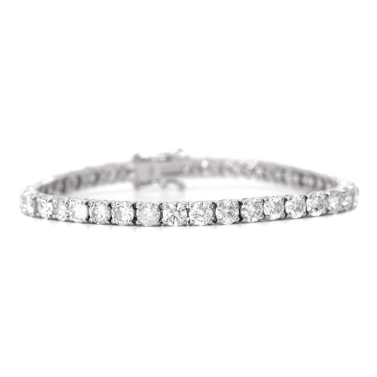 14K ホワイト ゴールド ダイヤモンド テニス ブレスレット、13.22 カラットのダイヤモンド