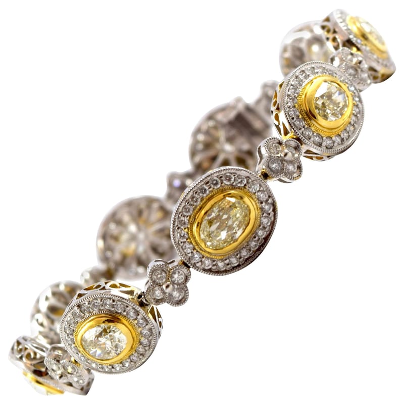 18K ナチュラル カナリ アイエロー ダイヤモンド ブレスレット
