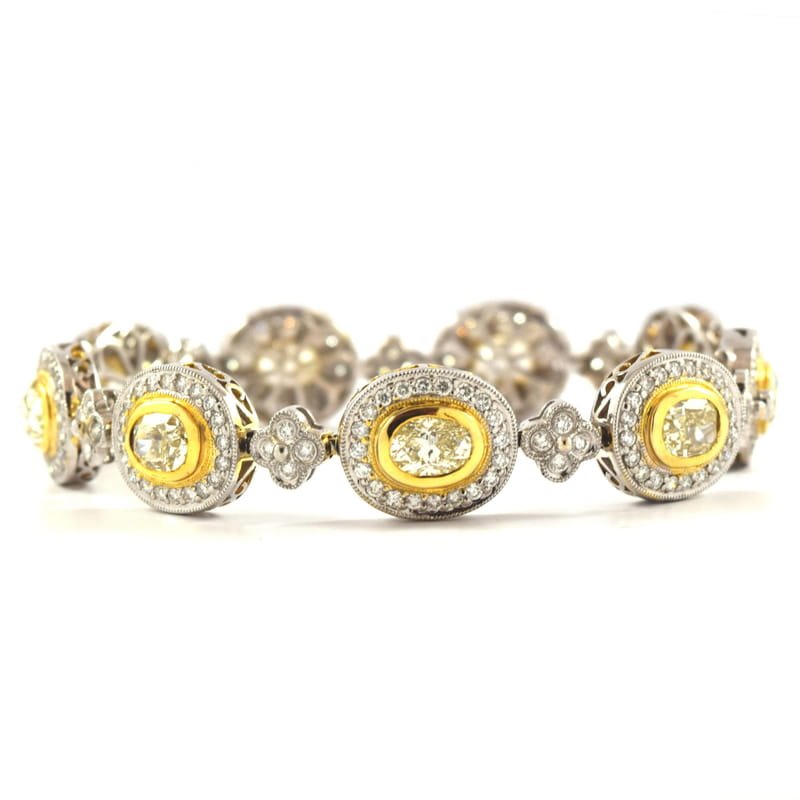 18K ナチュラル カナリ アイエロー ダイヤモンド ブレスレット