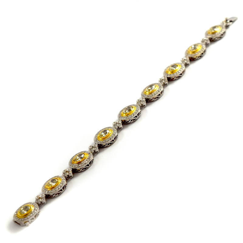18K ナチュラル カナリ アイエロー ダイヤモンド ブレスレット