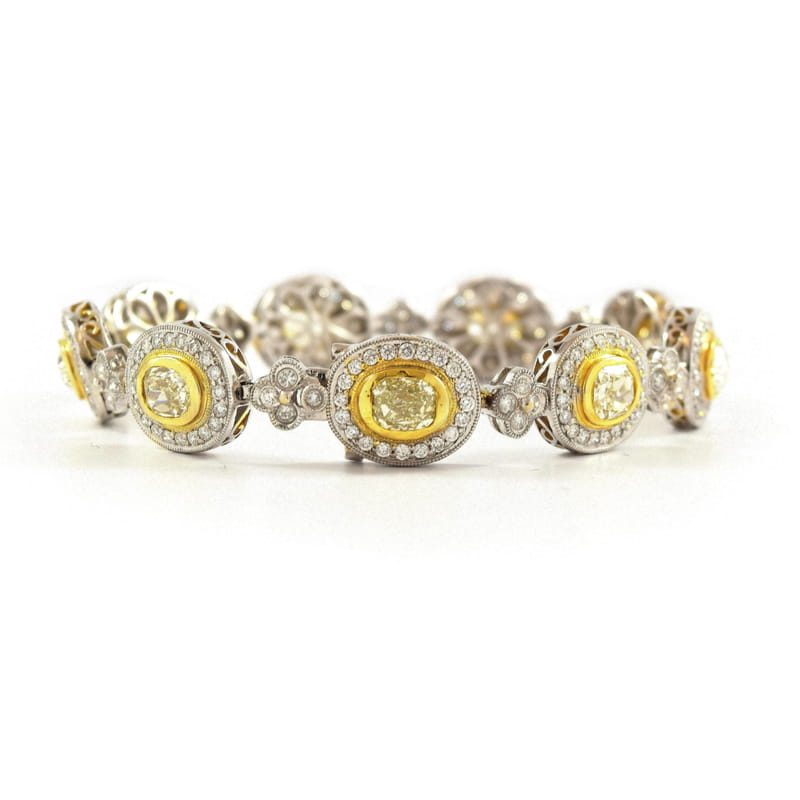 18K ナチュラル カナリ アイエロー ダイヤモンド ブレスレット