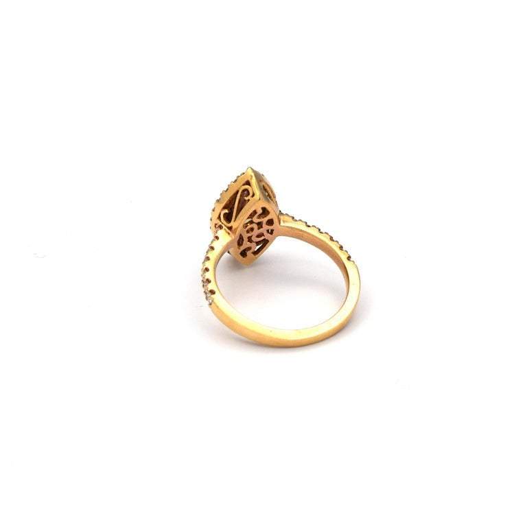マーキスカット 1.01ct ファンシーイエローグリーンダイヤモンド 18Kローズゴールドリング