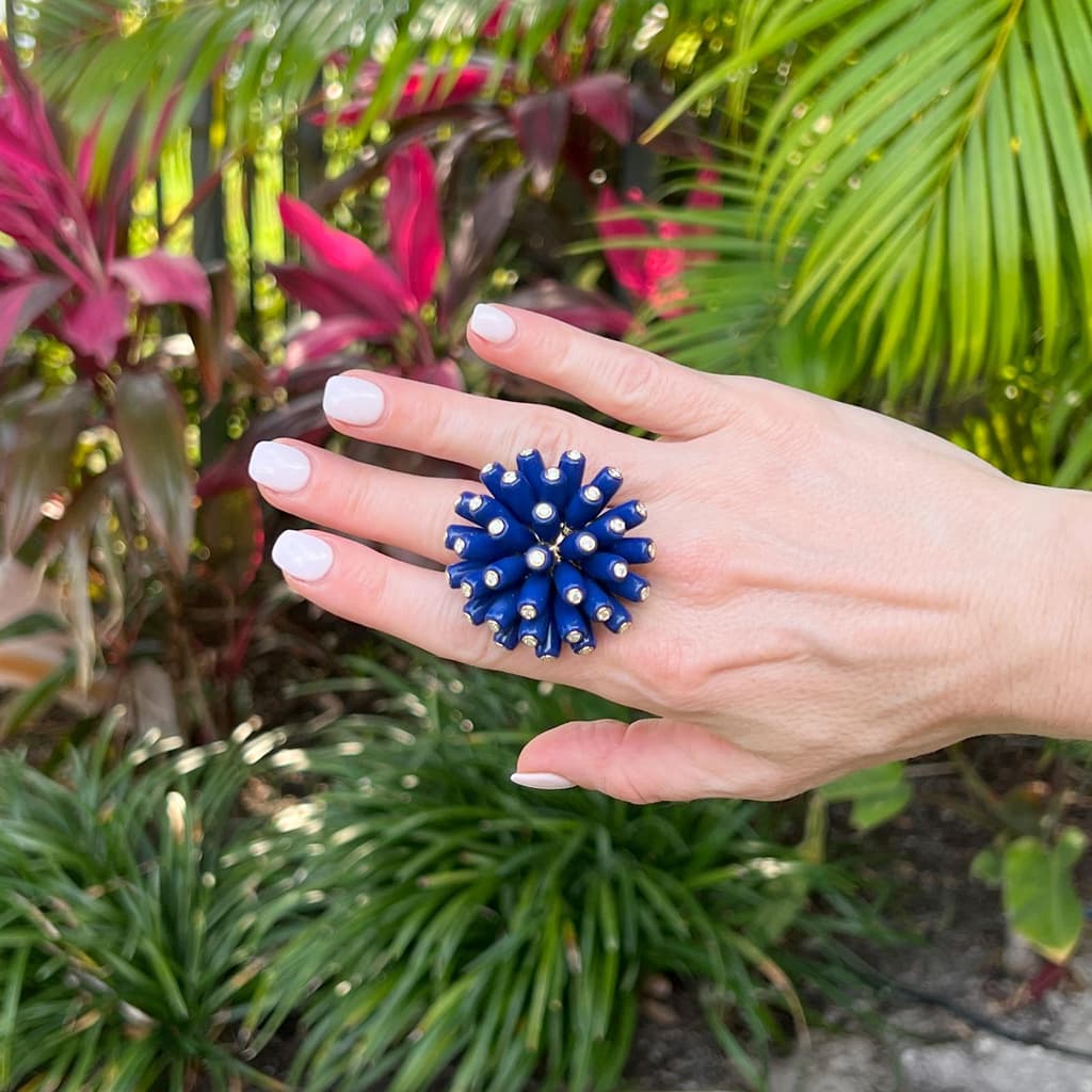 パリ ヌーベルヴァーグ ダイヤモンド ラピスラズリ ボンベ カクテル リング