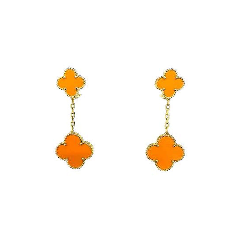 18K オレンジ 2モチーフ ドロップピアス