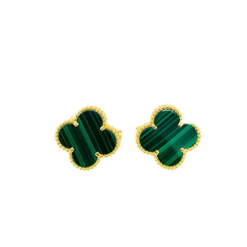 18K ホワイト 2モチーフ イエローゴールドピアス