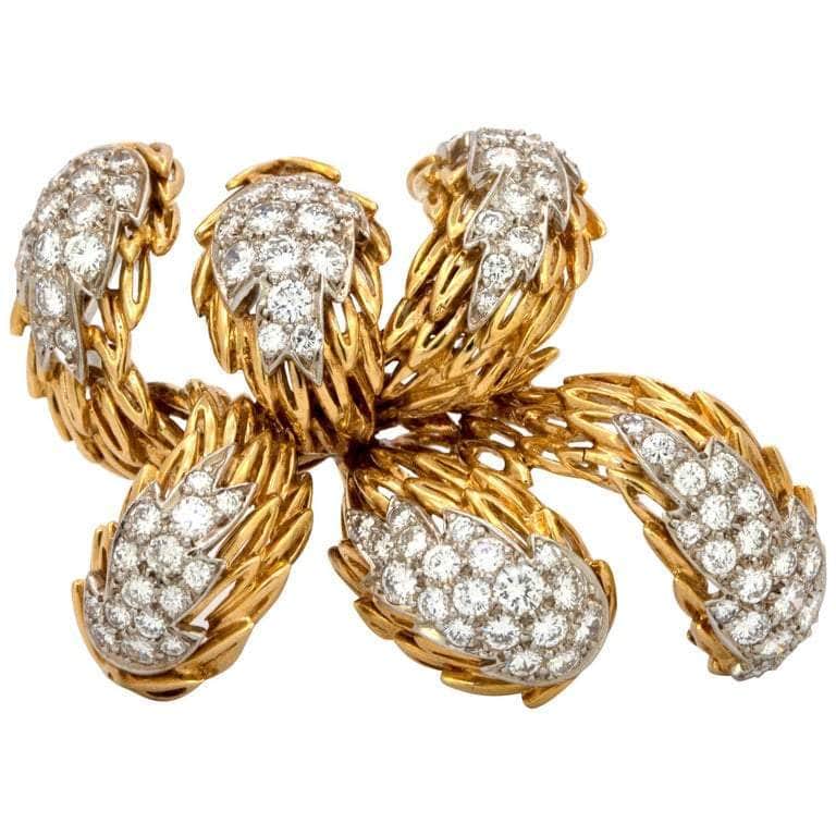 18 カラット ゴールド Tiffany & Co. ブローチまたはピン 7 カラット以上のダイヤモンド