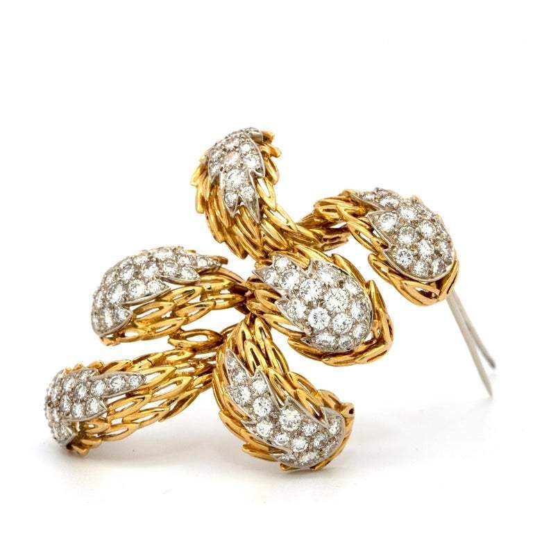 18 カラット ゴールド Tiffany & Co. ブローチまたはピン 7 カラット以上のダイヤモンド
