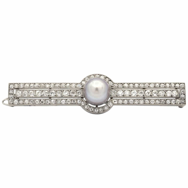 Cartier カルティエ アールデコ ナチュラル パールとダイヤモンド ピン ブローチ