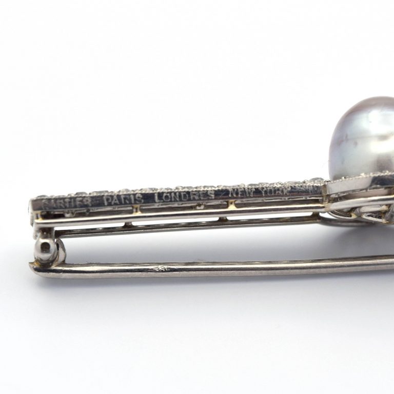 Cartier カルティエ アールデコ ナチュラル パールとダイヤモンド ピン ブローチ