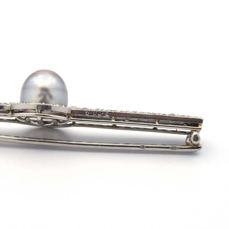 Cartier カルティエ アールデコ ナチュラル パールとダイヤモンド ピン ブローチ