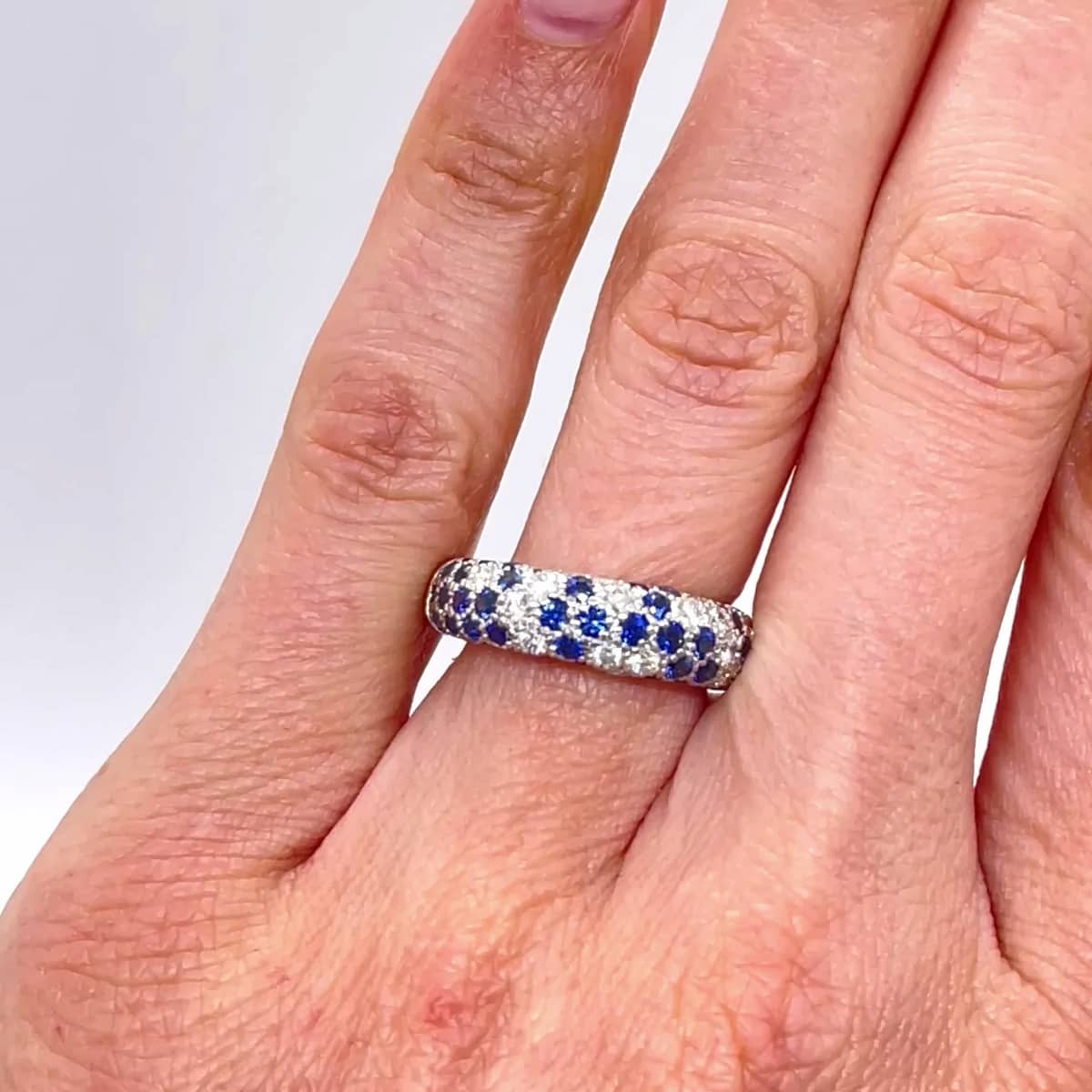 18K ホワイトゴールド カルティエ ダイヤモンド＆サファイア リング