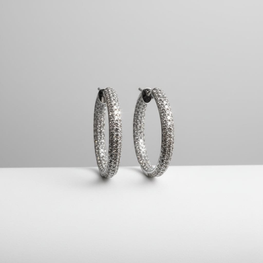 5.27 CTW 18K ホワイトダイヤモンド フープ ピアス