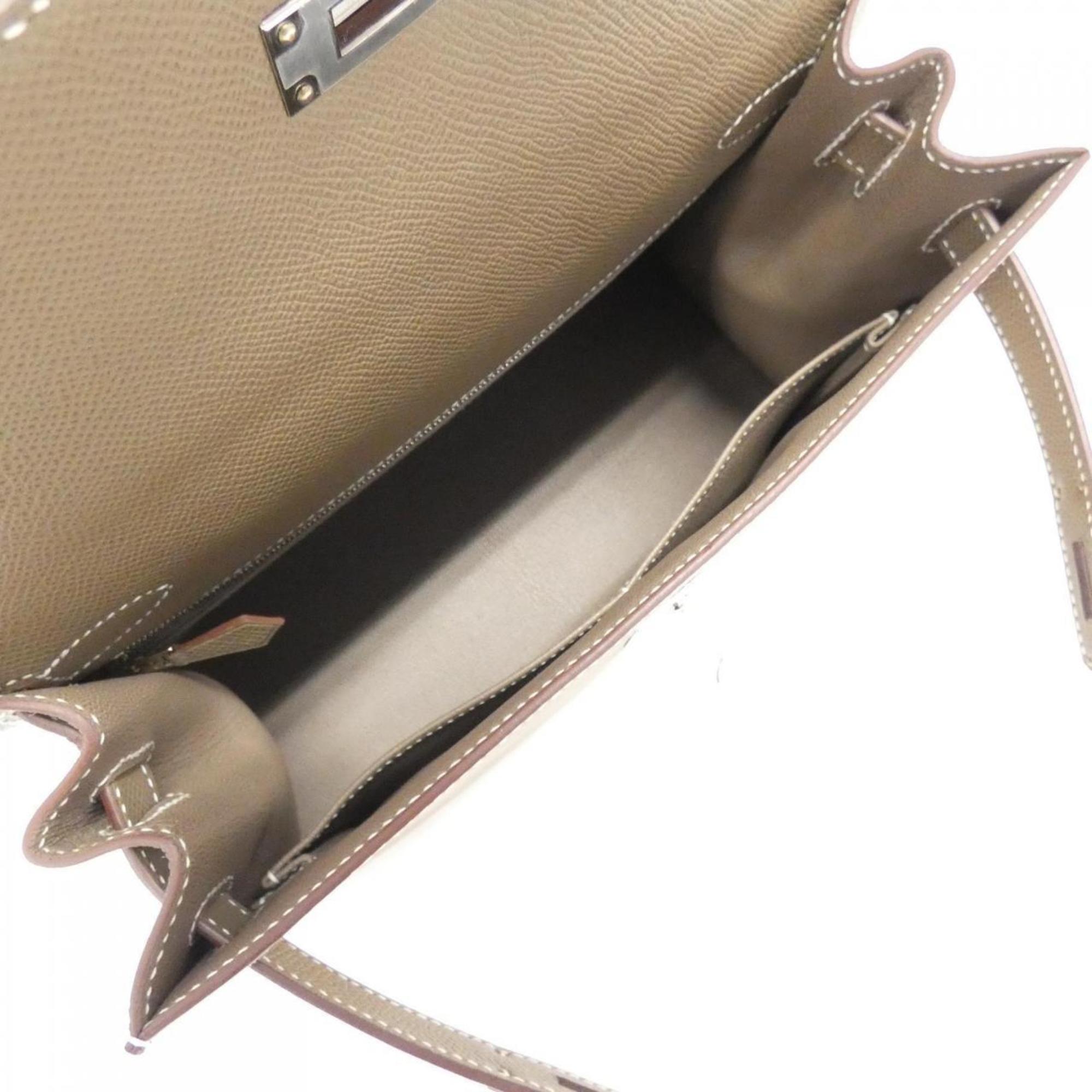 HERMES (エルメス) ケリー25 ブラウン レザー ハンドバッグ
