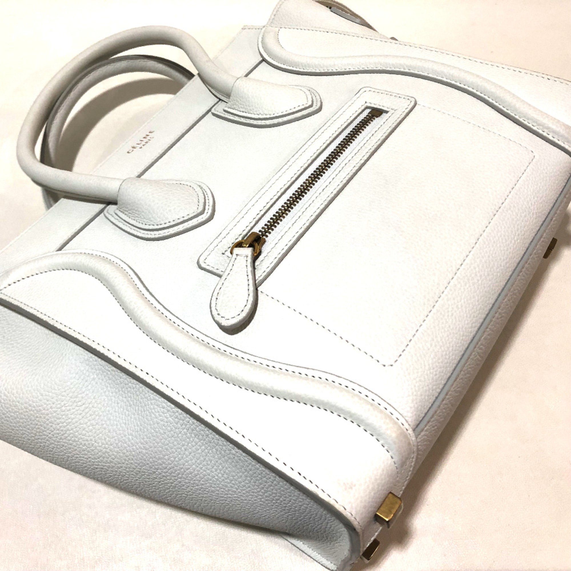 CELINE セリーヌ ラゲージ マイクロ ホワイト レザー