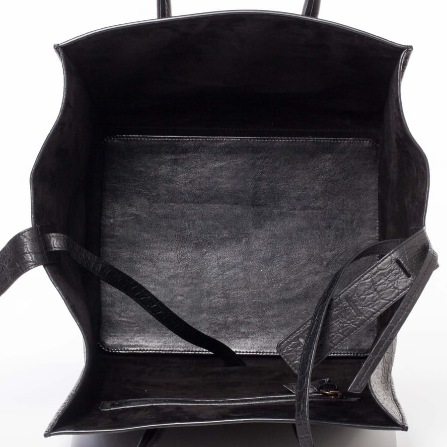CELINE セリーヌ ブラック クロコ型押しファントム ハンドバッグ