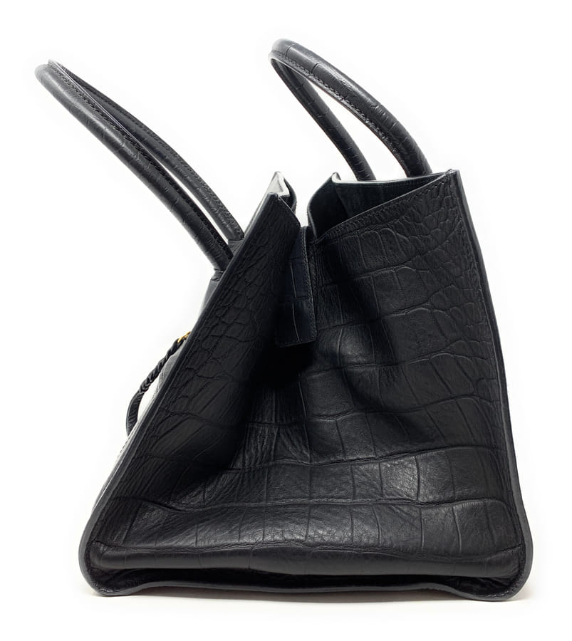CELINE セリーヌ ブラック クロコ型押しファントム ハンドバッグ