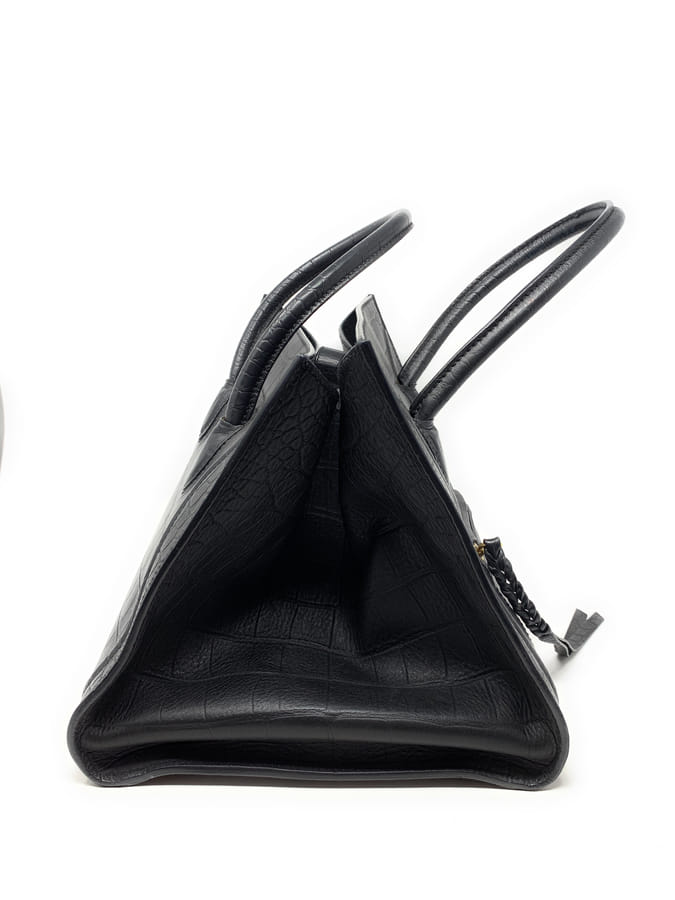 CELINE セリーヌ ブラック クロコ型押しファントム ハンドバッグ
