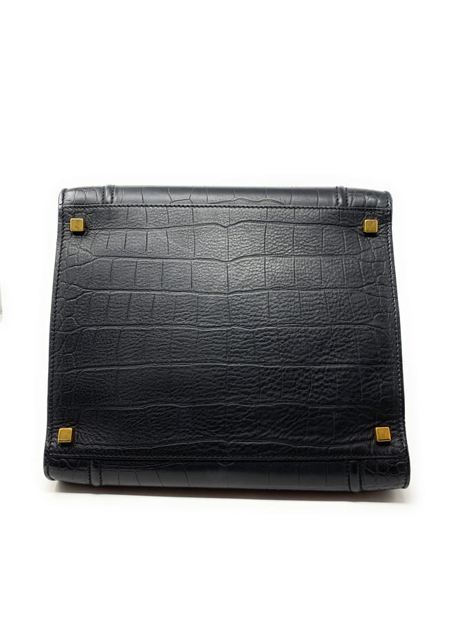 CELINE セリーヌ ブラック クロコ型押しファントム ハンドバッグ