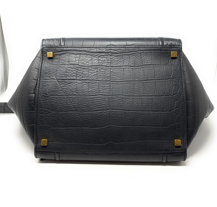 CELINE セリーヌ ブラック クロコ型押しファントム ハンドバッグ