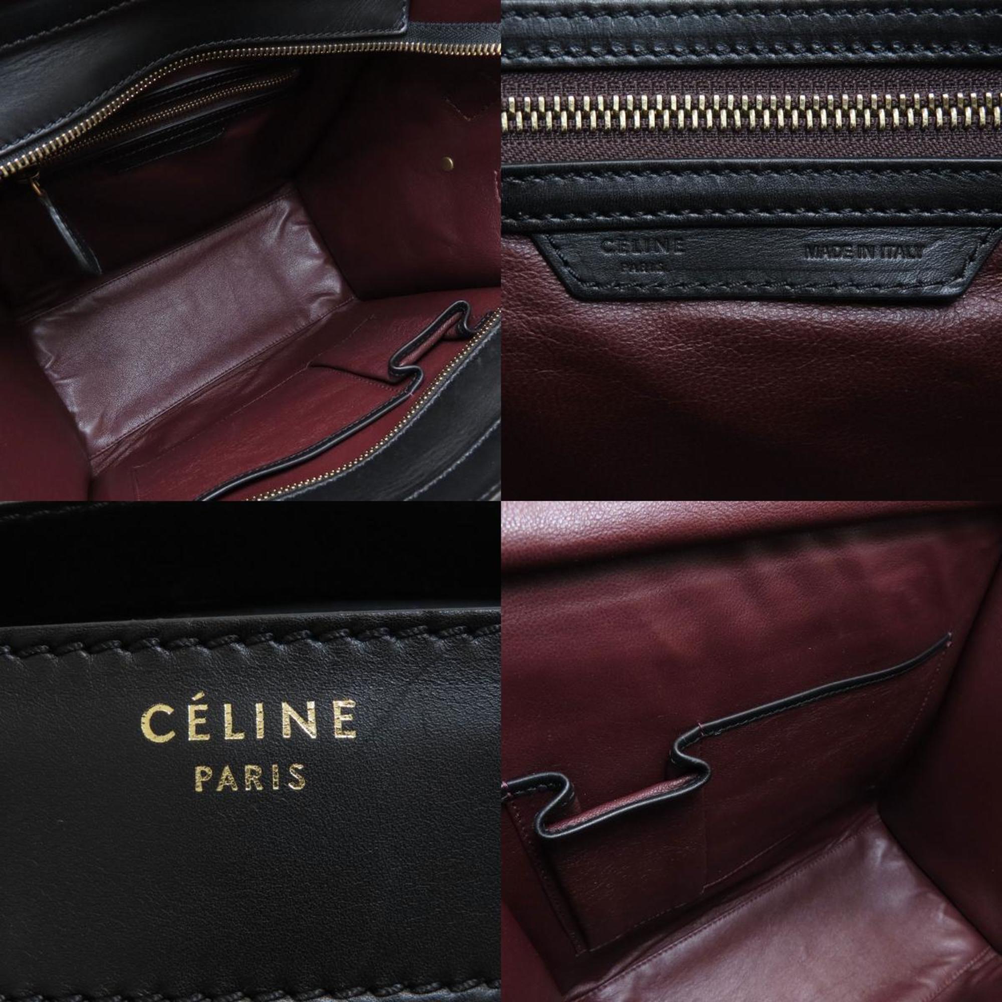 CELINE セリーヌ ラゲージ ファントム ポニーヘアーカーフスキン ハンドバッグ ベージュブラックボルドー