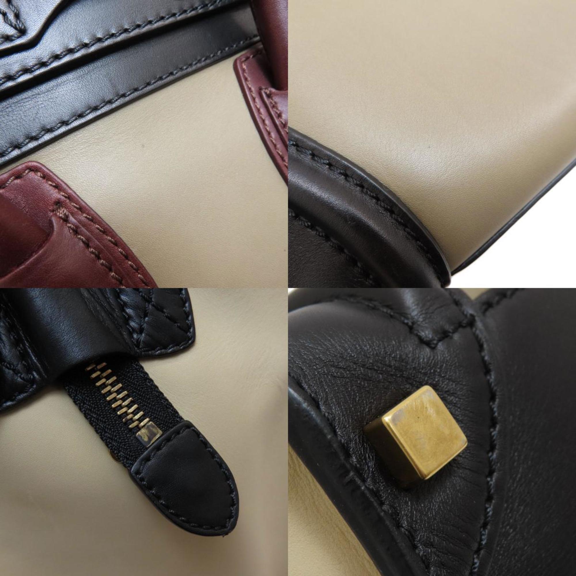 CELINE セリーヌ ラゲージ ファントム ポニーヘアーカーフスキン ハンドバッグ ベージュブラックボルドー