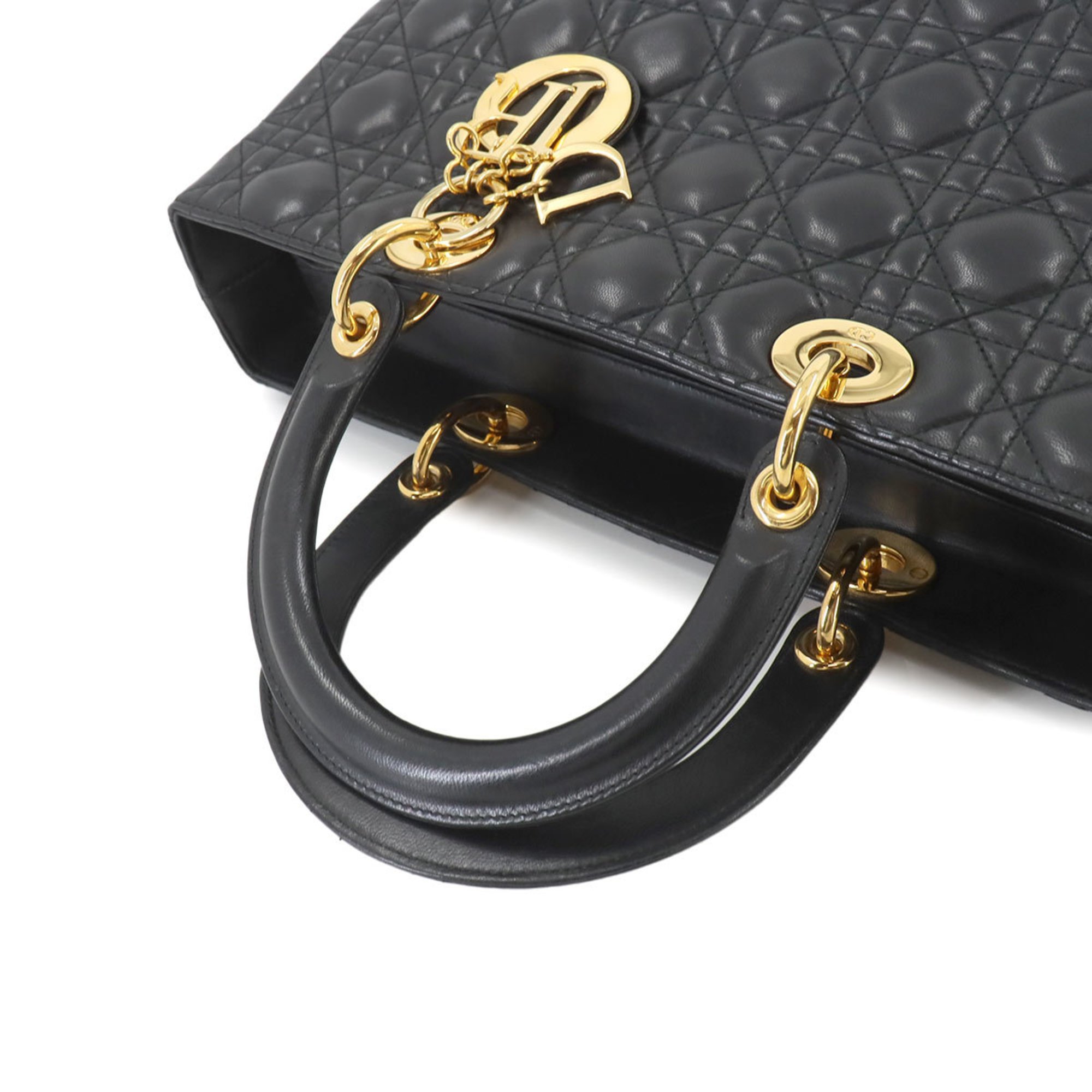 Christian Dior レディ ディオール バッグ ラージ ブラック カナージュ ラムスキン