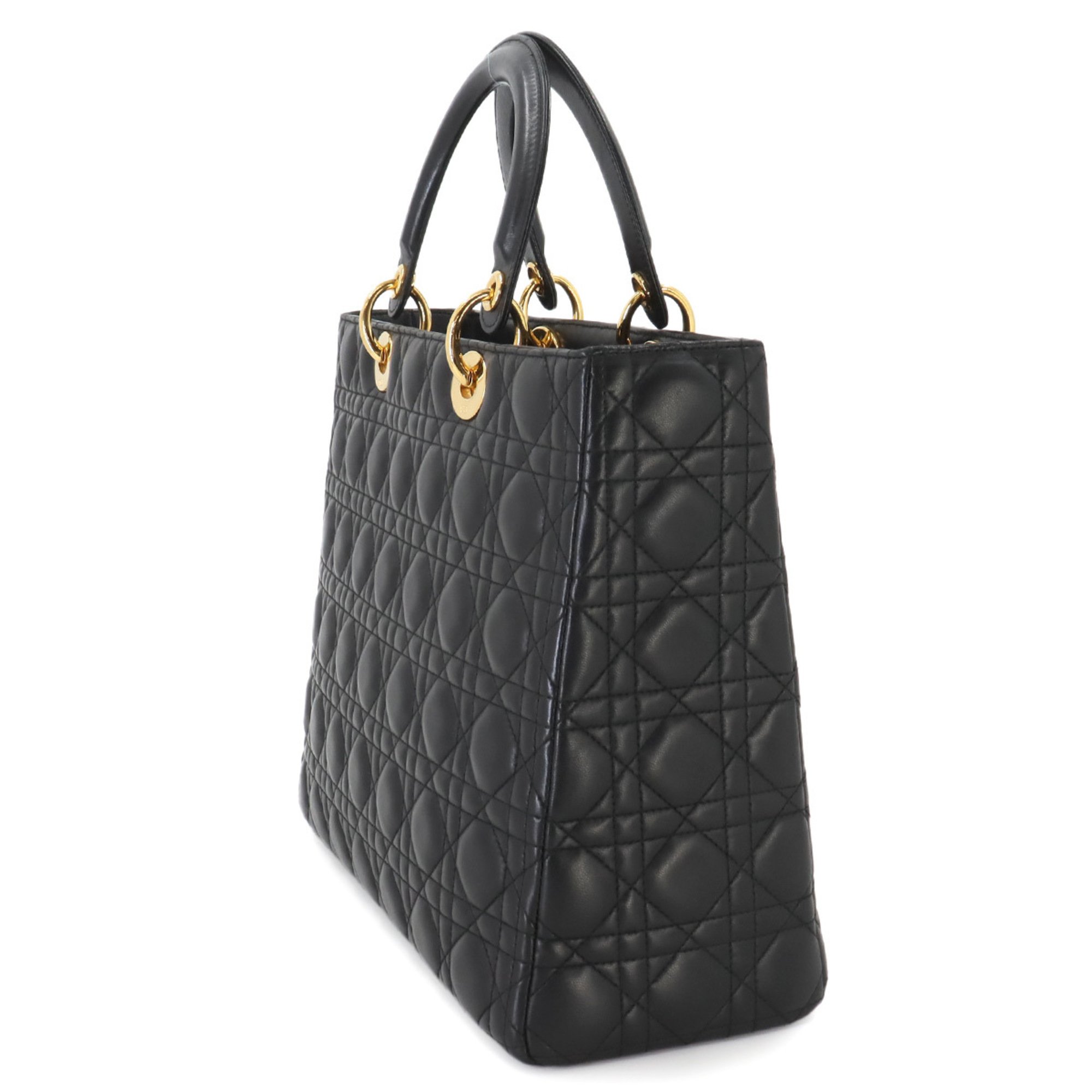 Christian Dior レディ ディオール バッグ ラージ ブラック カナージュ ラムスキン