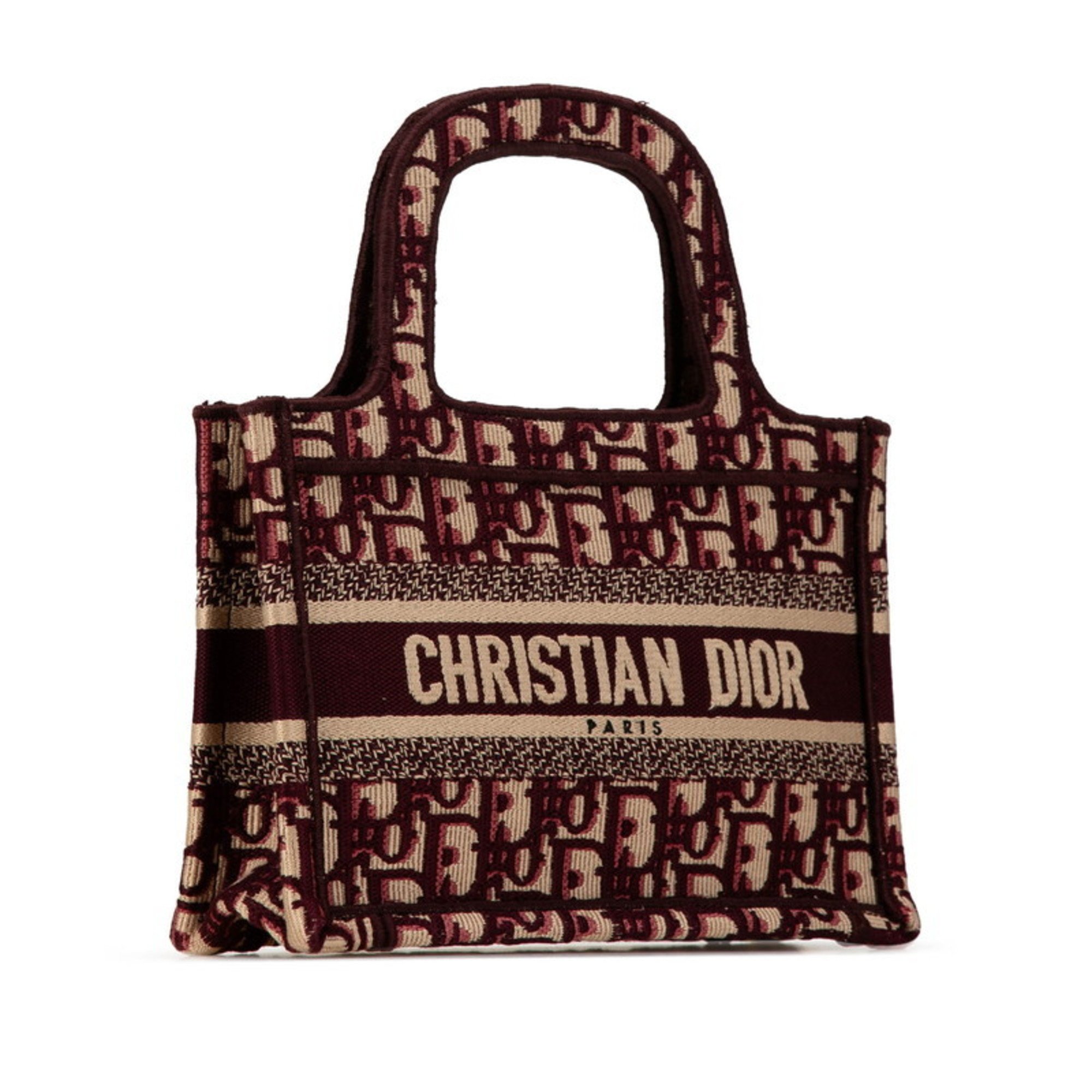 Christian Dior クリスチャン ディオール ブックトート ミニ バーガンディ オブリーク エンブロイダリー