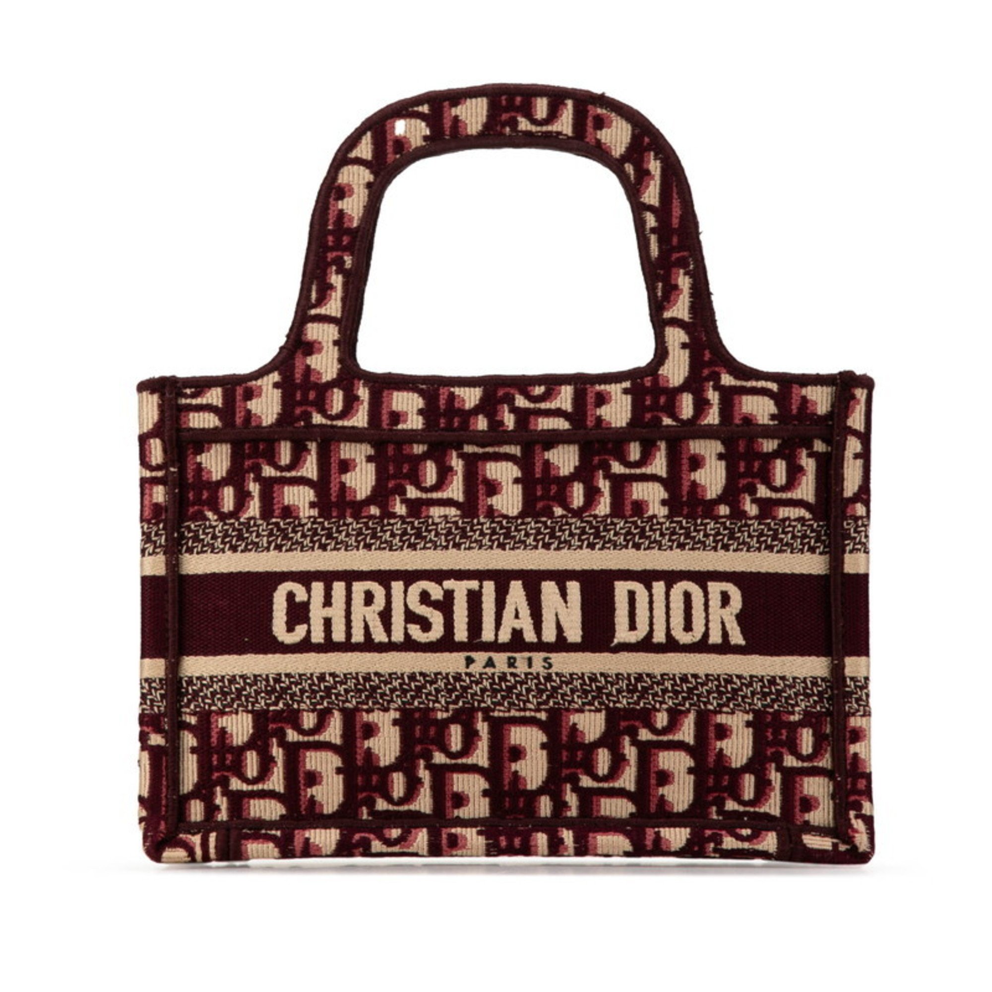 Christian Dior クリスチャン ディオール ブックトート ミニ バーガンディ オブリーク エンブロイダリー